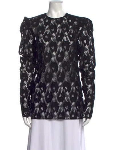 Pre-owned Del Core Lace Pattern Crew Neck Top W/ Tags In Black