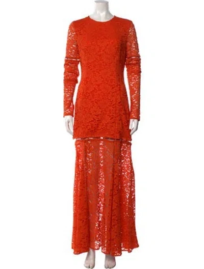 Pre-owned Del Core Lace Pattern Long Dress W/ Tags In Orange