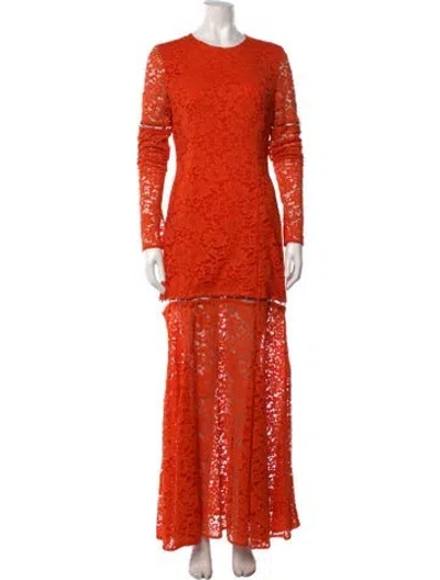 Pre-owned Del Core Lace Pattern Long Dress W/ Tags In Orange