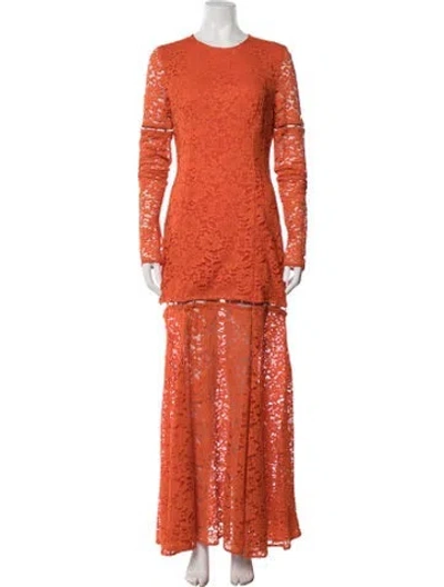 Pre-owned Del Core Lace Pattern Long Dress W/ Tags In Orange