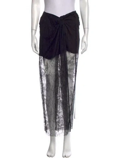 Pre-owned Del Core Lace Pattern Long Skirt W/ Tags In Black