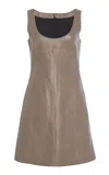 Del Core Leather Mini Dress In Taupe