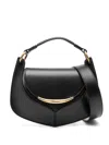 Del Core Foldover-top Leather Tote Bag In Black