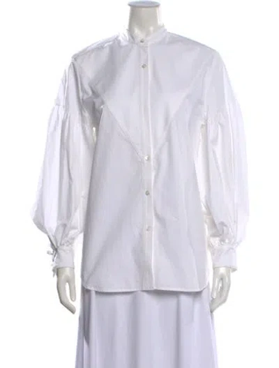 Pre-owned Del Core Long Sleeve Blouse In White