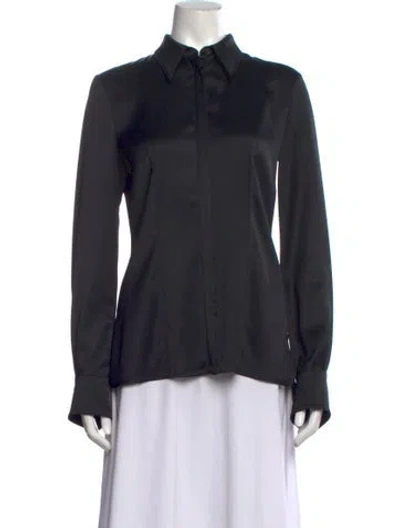 Pre-owned Del Core Long Sleeve Button-up Top W/ Tags In Black