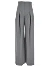 Del Core Corset-waist Wool-blend Wide-leg Pants In Grey