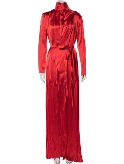 Pre-owned Del Core Mock Neck Long Dress W/ Tags In Red