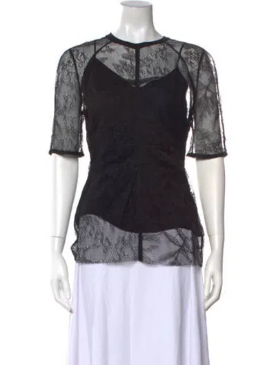 Pre-owned Del Core Nylon Lace Pattern Top W/ Tags In Black