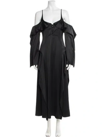 Pre-owned Del Core Off-the-shoulder Long Dress In Black