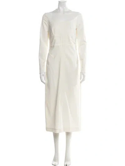 Pre-owned Del Core Off-the-shoulder Midi Length Dress In Neutrals