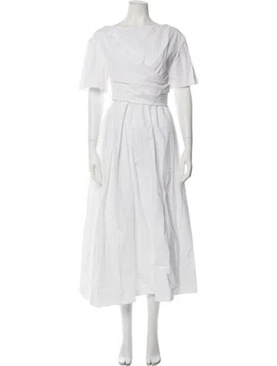 Pre-owned Del Core Off-the-shoulder Midi Length Dress In White