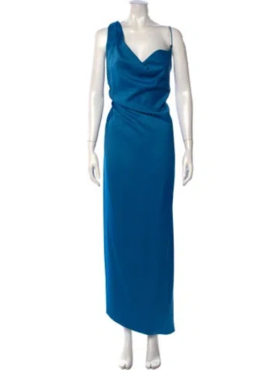 Pre-owned Del Core One-shoulder Long Dress In Blue