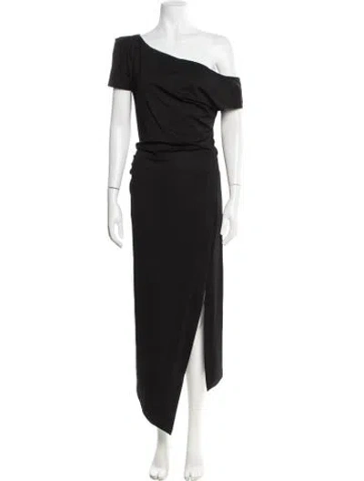 Pre-owned Del Core One-shoulder Long Dress W/ Tags In Black