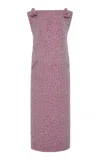 Del Core Open Back Bouclé Tweed Midi Dress In Multi