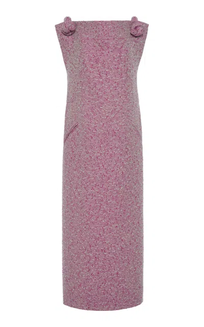 Del Core Open Back Bouclé Tweed Midi Dress In Multi