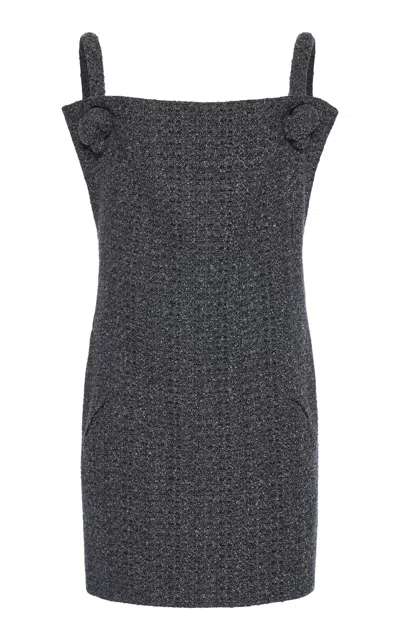 Del Core Open-back Bouclé Mini Dress In Grey