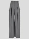Del Core Corset-waist Wool-blend Wide-leg Pants In Mouse Gray In Piedi