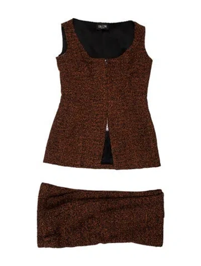 Pre-owned Del Core Patterned Pant Set In Brown