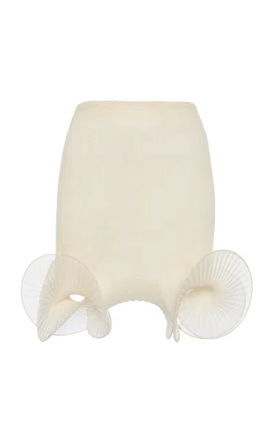 Del Core Plissé-knit Silk-nylon Mini Skirt In White