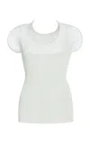 Del Core Plissé-knit Silk Top In Off-white
