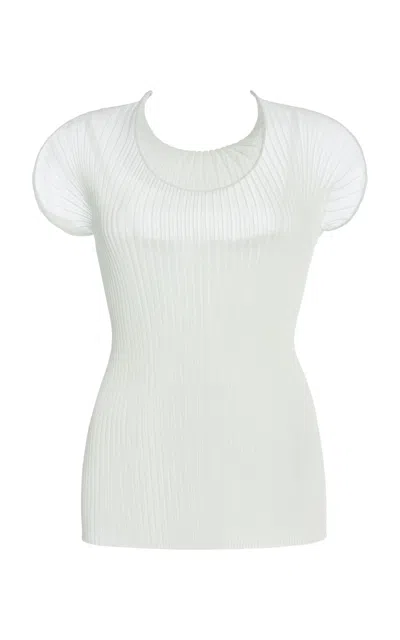 Del Core Plissé-knit Silk Top In Off-white