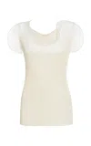 Del Core Plissé-knit Silk-nylon Top In White