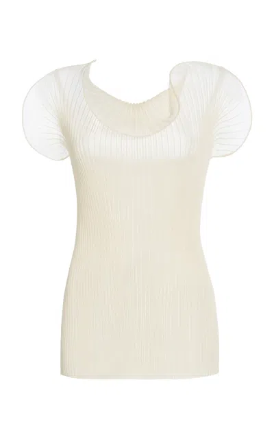 Del Core Plissé-knit Silk-nylon Top In White