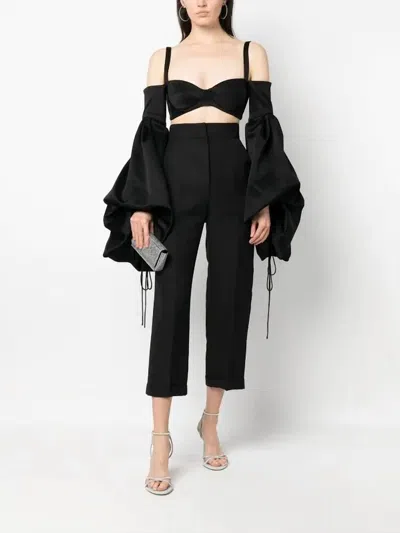 Del Core Pre-loved Drop Shoulder Crop Top In Black