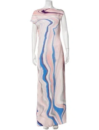 Pre-owned Del Core Printed Long Dress In Multicolor