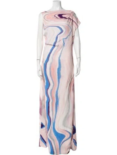 Pre-owned Del Core Printed Long Dress In Multicolor
