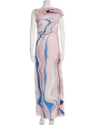 Pre-owned Del Core Printed Long Dress W/ Tags In Multi