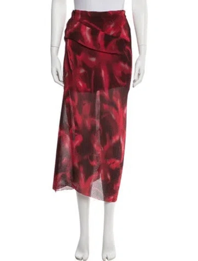 Pre-owned Del Core Printed Long Skirt W/ Tags In Red