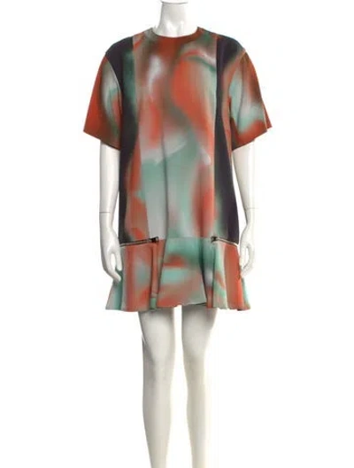 Pre-owned Del Core Printed Mini Dress In Multicolor