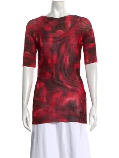 Pre-owned Del Core Printed Scoop Neck Top In Red