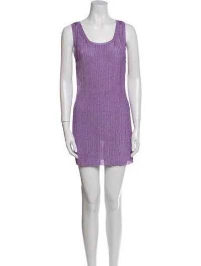 Pre-owned Del Core Printed Square Neckline Tunic W/ Tags In Purple