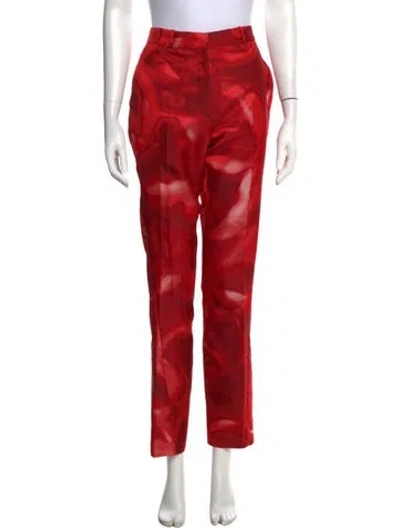Pre-owned Del Core Printed Straight Leg Pants In Red