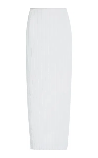 Del Core Ribbed-knit Midi Pencil Skirt In White