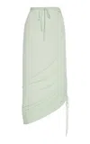 Del Core Ruched Merino Wool Midi Skirt In Off-white