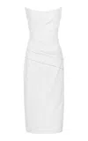 Del Core Ruched Stretch-cotton Poplin Midi Dress In White