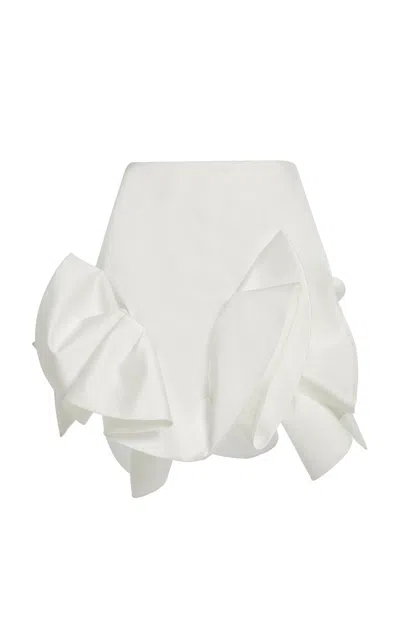 Del Core Ruffled Duchess Mini Skirt In Off-white