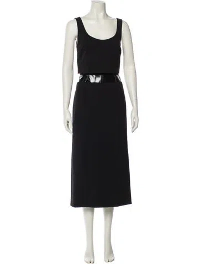 Pre-owned Del Core Scoop Neck Long Dress In Black