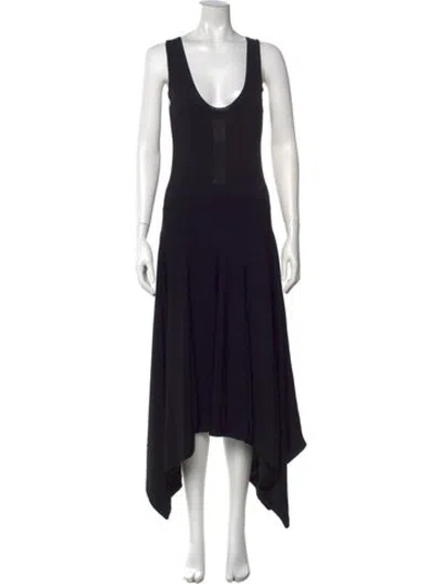 Pre-owned Del Core Scoop Neck Midi Length Dress W/ Tags In Black