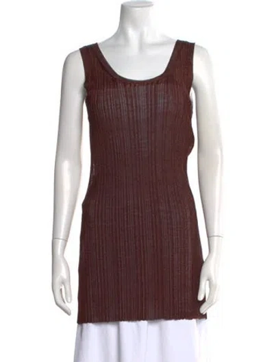 Pre-owned Del Core Scoop Neck Sleeveless Top W/ Tags In Brown