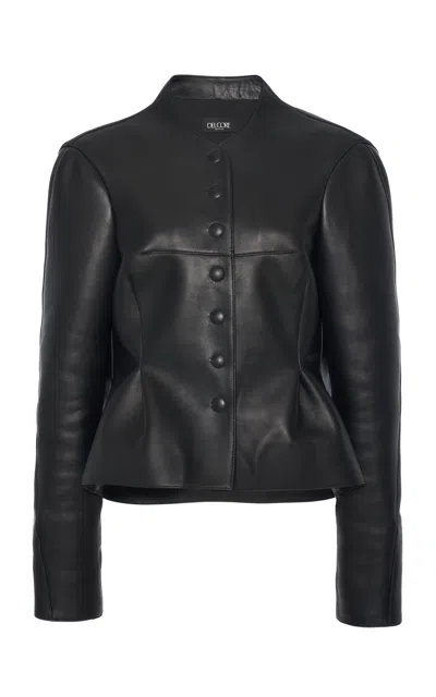 Del Core Sculpted Leather Jacket In Black