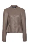 Del Core Sculpted Leather Jacket In Taupe