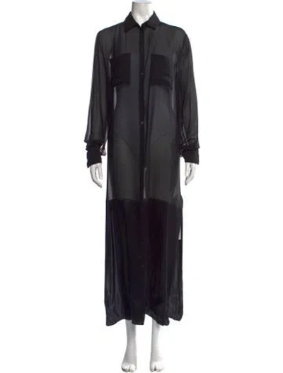 Pre-owned Del Core Silk Long Dress W/ Tags In Black