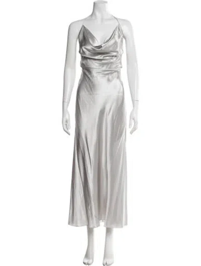 Pre-owned Del Core Silk Long Dress W/ Tags In Gray