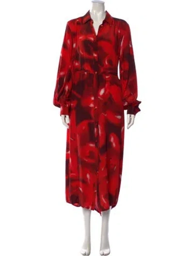 Pre-owned Del Core Silk Long Dress W/ Tags In Red