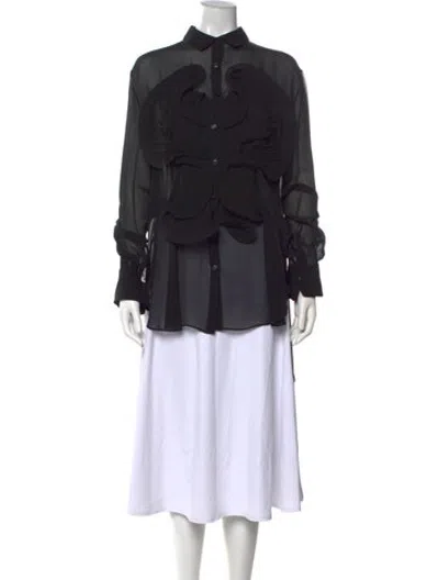 Pre-owned Del Core Silk Long Sleeve Blouse W/ Tags In Black