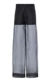 Del Core Silk Organza Wide-leg Pants In Black